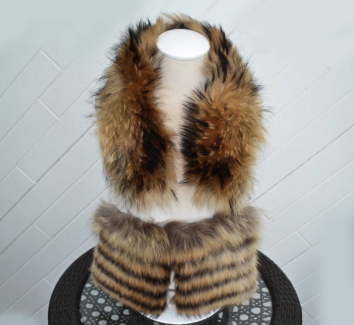 READY TO SHIP, Real Raccoon Fur Collar and Fur Pockets Set, Fur Trim for Hoodies,  Cardigan Coat Fur Pockets, Raccoon Fur Collar, Fur Scarf