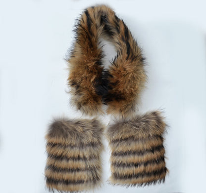 READY TO SHIP, Real Raccoon Fur Collar and Fur Pockets Set, Fur Trim for Hoodies,  Cardigan Coat Fur Pockets, Raccoon Fur Collar, Fur Scarf