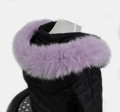 Blue Fur Strip single – genuine fox tail fur – image 1