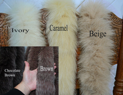 Brown Real Fur Hood Trim single – genuine fox tail fur – image 8