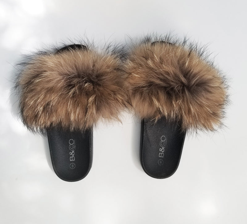 Real Fur for Slippers, Raccoon Fur Pieces, Pair of Raccoon Fur Trim, Raccoon Fur for Sandals, Fluffy Fur Slides, Fur Slippers, Fur Shoes