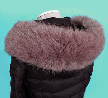 Pink Parka Fur Trim double – genuine fox tail fur – image 2