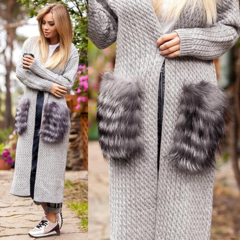 BY ORDER, Real Silver Fox Fur Pockets, Fur Pockets, Cardigan Coat Fur Pockets, Striped Fur Pockets, Natural Fur Pockets, fur accessory