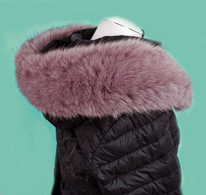 Pink Parka Fur Trim double – genuine fox tail fur – image 3