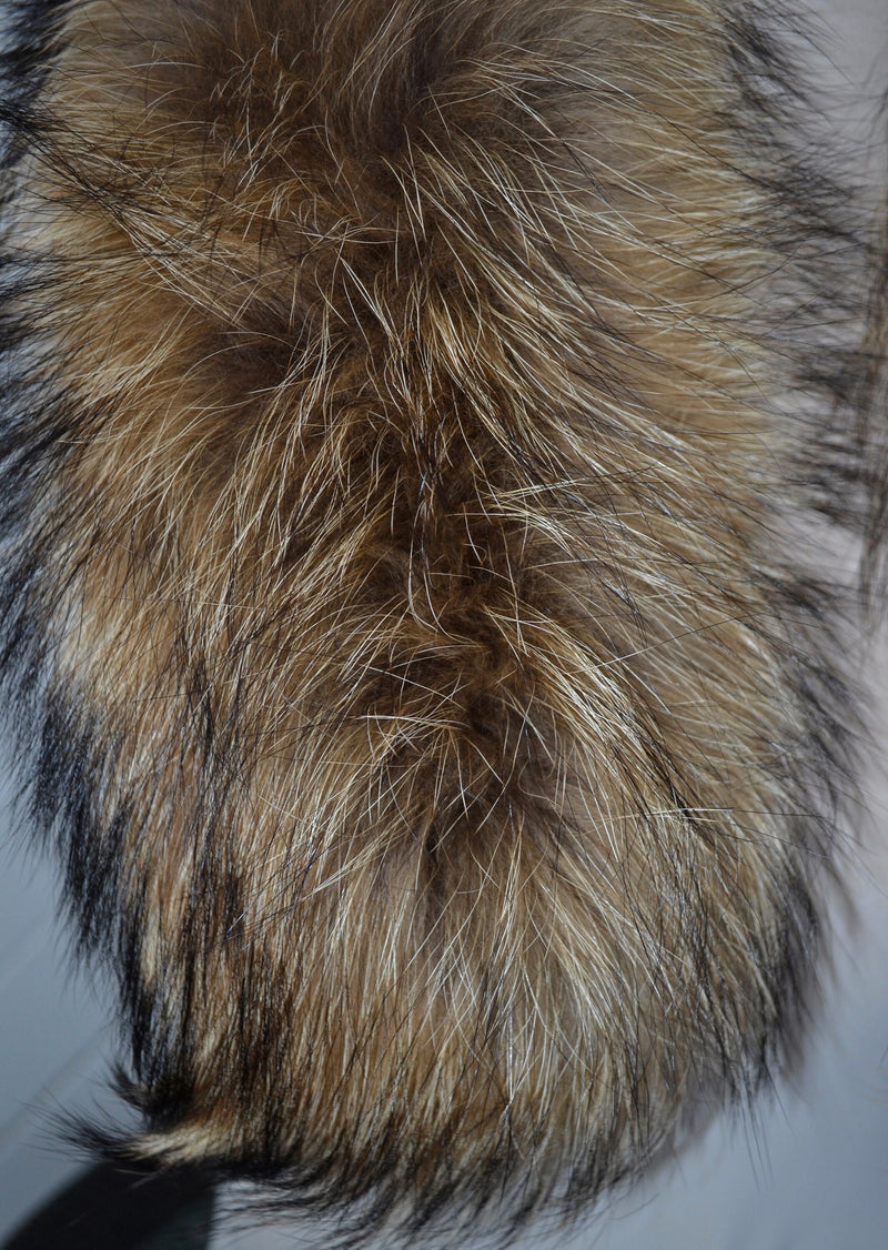 Large Exclusive Real Finnish Raccoon Fur Collar, Trim for Hood (SKIN, central part), 80 cm
