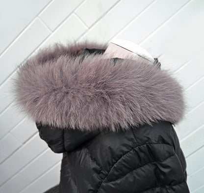 Cappuccino real fox fur hood trim made from fox tail fur – Single – view 5