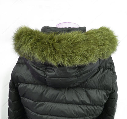Olive Green Fox Fur Tail Hood Trim single – genuine fox tail fur – image 3