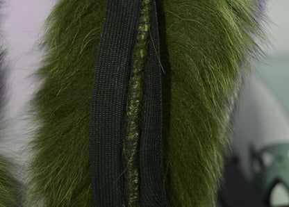 Olive Green Fox Fur Tail Hood Trim single – genuine fox tail fur – image 6