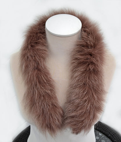 Brown Real Fur Hood Trim single – genuine fox tail fur – image 4