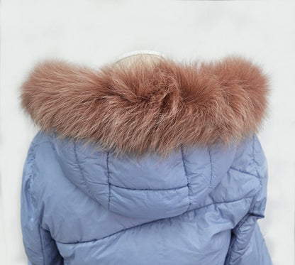 Brown Real Fur Hood Trim single – genuine fox tail fur – image 3