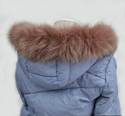 Brown Real Fur Hood Trim single – genuine fox tail fur – image 1