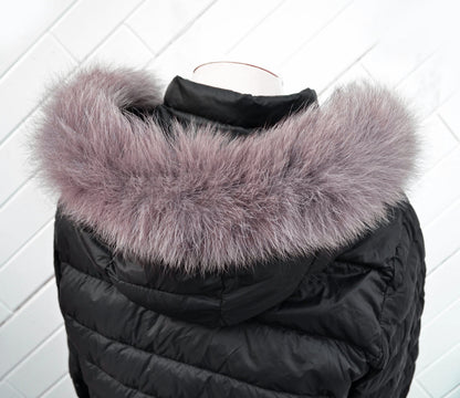 Cappuccino real fox fur hood trim made from fox tail fur – Single – view 1