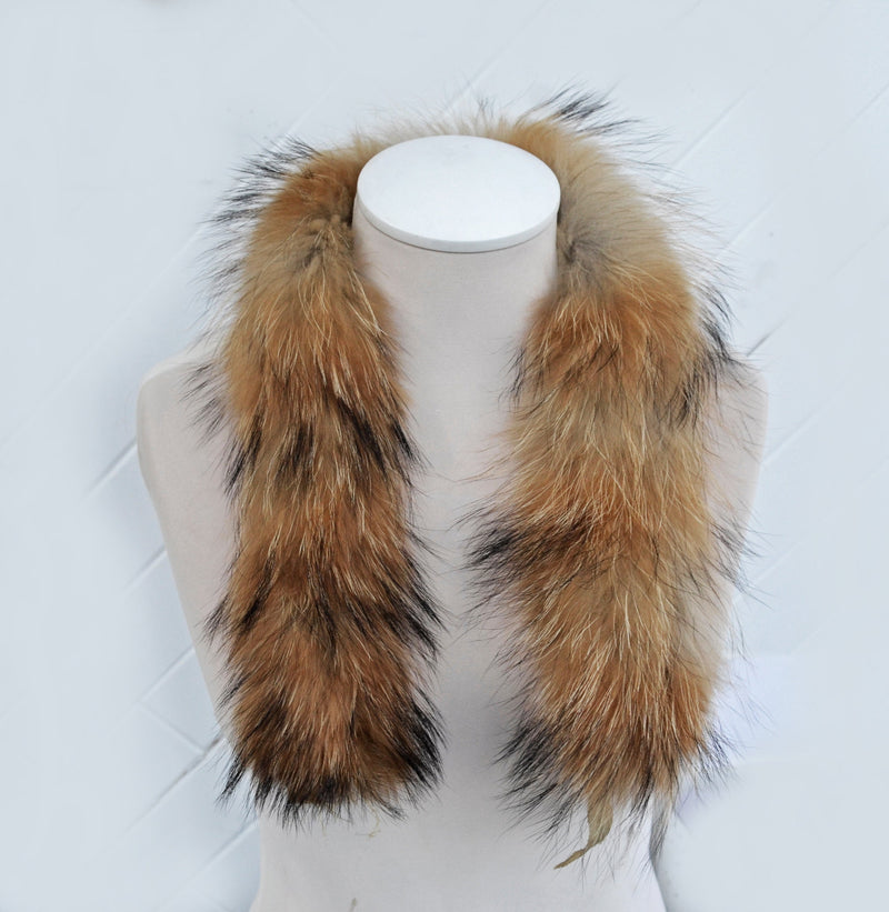 BY ORDER, 70 cm Real Raccoon Fur Collar, Fur Trim for Hoodies, Raccoon Fur Collar, Fur Scarf, Fur Ruff, Raccoon Fur Hood, Raccoon Fur