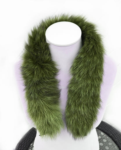 Olive Green Fox Fur Tail Hood Trim single – genuine fox tail fur – image 5