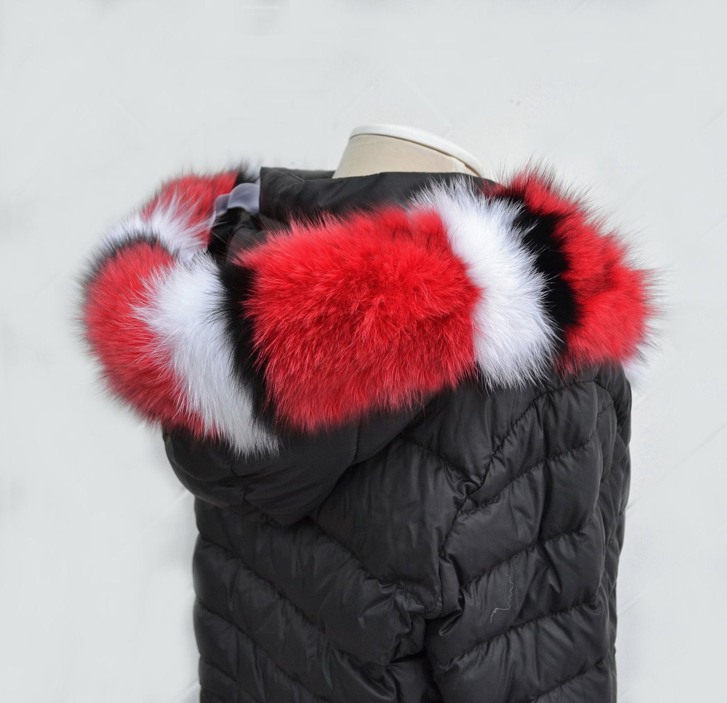 READY to SHIP, Multi Colored Real Fox Fur Collar from Pieces, Fur Trim for Hoodies, Large Fox Fur Collar, Fur Scarf, Fur Ruff, Real Fur Hood