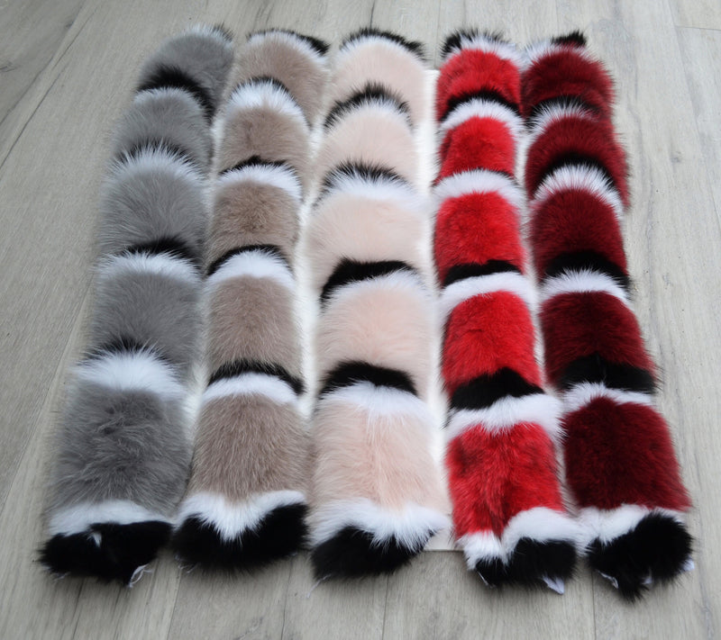 READY to SHIP, Multi Colored Real Fox Fur Collar from Pieces, Fur Trim for Hoodies, Large Fox Fur Collar, Fur Scarf, Fur Ruff, Real Fur Hood