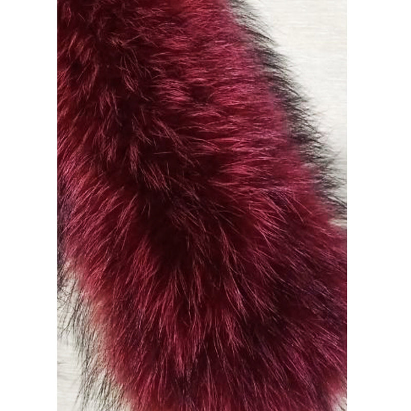 BY ORDER XL Large Red Finnish Real Raccoon Fur Collar, Fur Trim for Hoodie, Raccoon Fur Collar, Fur Scarf, Fur Ruff, Raccoon Fur Hood