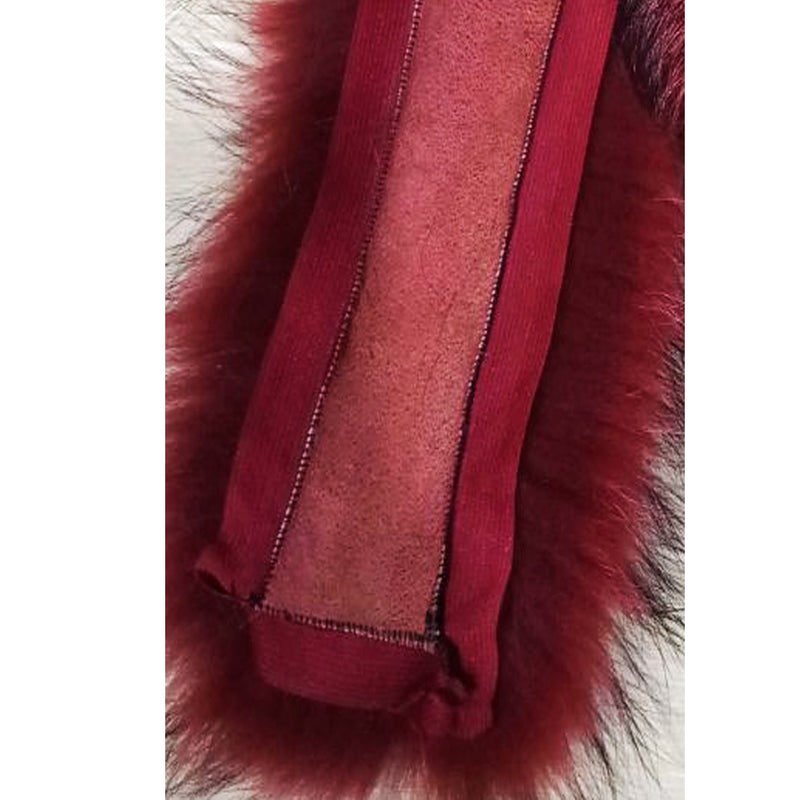 BY ORDER XL Large Red Finnish Real Raccoon Fur Collar, Fur Trim for Hoodie, Raccoon Fur Collar, Fur Scarf, Fur Ruff, Raccoon Fur Hood