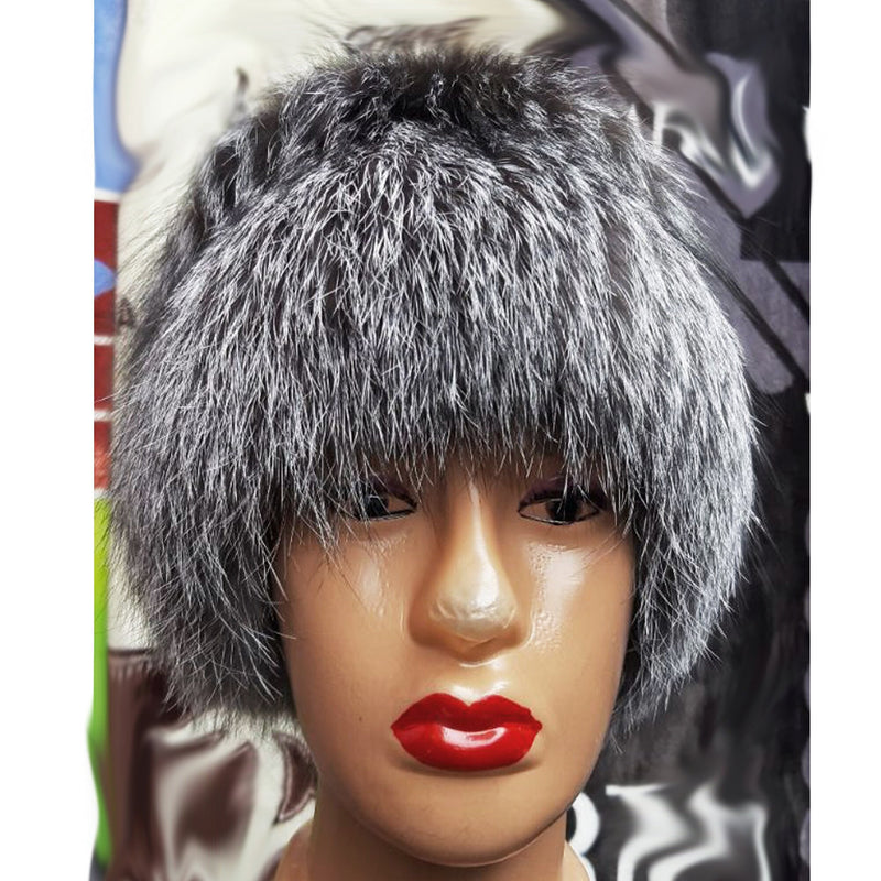 BY ORDER Women Silver Fox Fur Hat, Fur Hat, Stretchy Fur hat, Knit Fur Hat, Fox Fur Hat, Girl Fur Hat, Trapper Hat, Real fur Hat, Fluffy hat