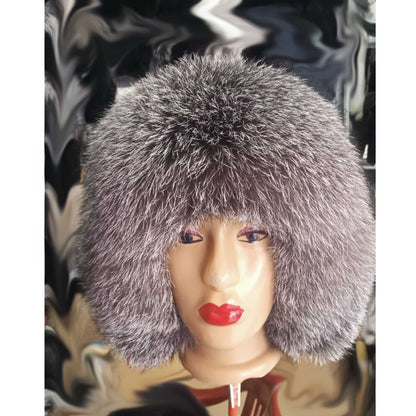 BY ORDER Men Silver fox Fur Hat, Real Leather Fox Fur Hat, Aviator Hat, Ushanka, Russian Hat, Ski Hat, Leather Hat Ear Flap,  Trapper Hat