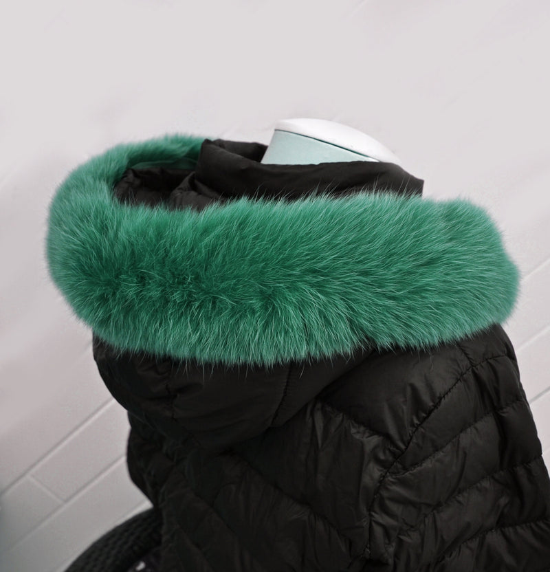 BY ORDER, not Tail, High Quality Real Fox Fur Trim Hood, Fur collar trim, Fox Fur Collar, Fur Scarf, Fur Ruff, Fox Fur Hood, Green fur