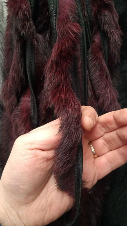 BY ORDER, Rabbit Fur Trimming, Supply for Sewing, Rabbit Fur Stripes, Rabbit Fur Trim, Furry Strips, Rabbit Fur, Fur Edging Trim for Garment