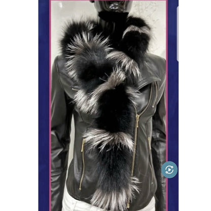 Black real fox fur scarf made from genuine fox pelt – view 5