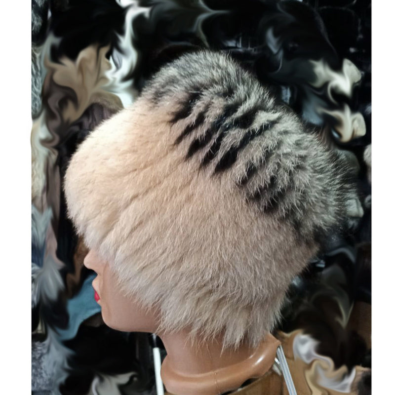 BY ORDER Women Real Fur Hat, Fox Fur Hat, Stretchy Fox Fur hat, Double color Knit Fur Hat, Fox Fur Hat, Girl Fur Hat, papakha hat, Fur Hat