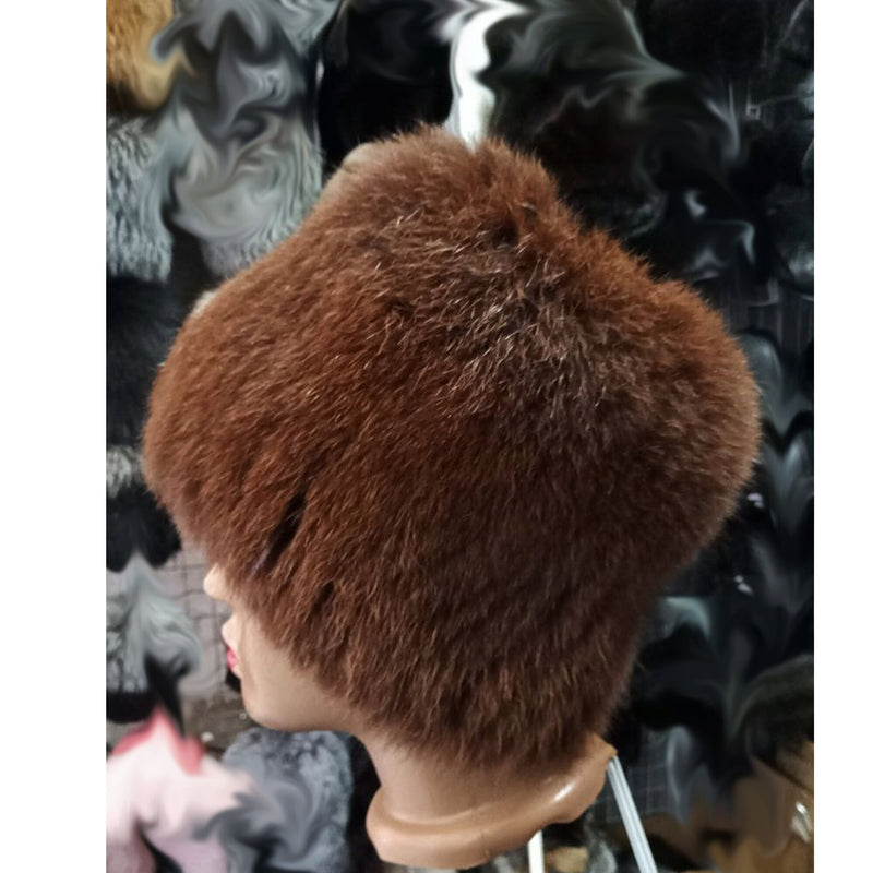 BY ORDER Women Fur Hat, Fox Fur Hat, Stretchy Fox Fur hat, Knit Fur Hat, Fox Fur Hat, Girl Fur Hat, Papakha Hat, Real fur Hat, Brown fur hat
