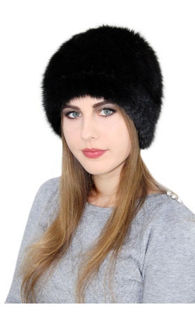 BY ORDER Women Knit Fur Hat, Mink Fur Hat, Fur Hat, Stretchy Fur hat, Mink Fur Hat Girl Fur Hat, Trapper Hat, Real fur Hat, Fluffy hat Gray