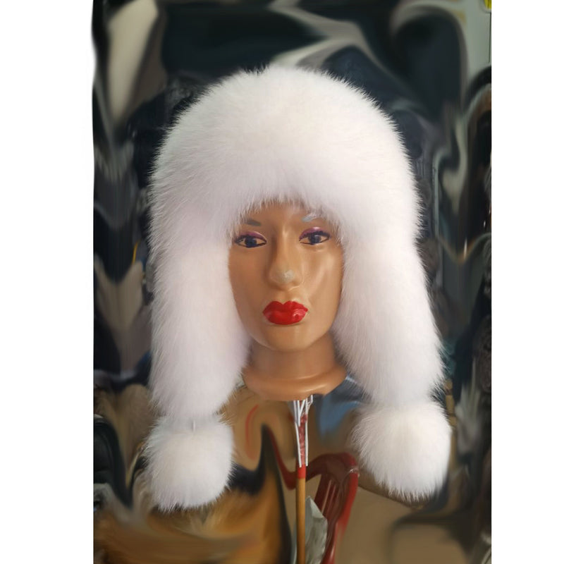BY ORDER Women Fur Hat, Real Leather Fox Fur Hat, Aviator Hat, Ushanka, Russian Hat, Ski Hat, Leather Hat Ear Flaps, Girl Trapper Hat Pink