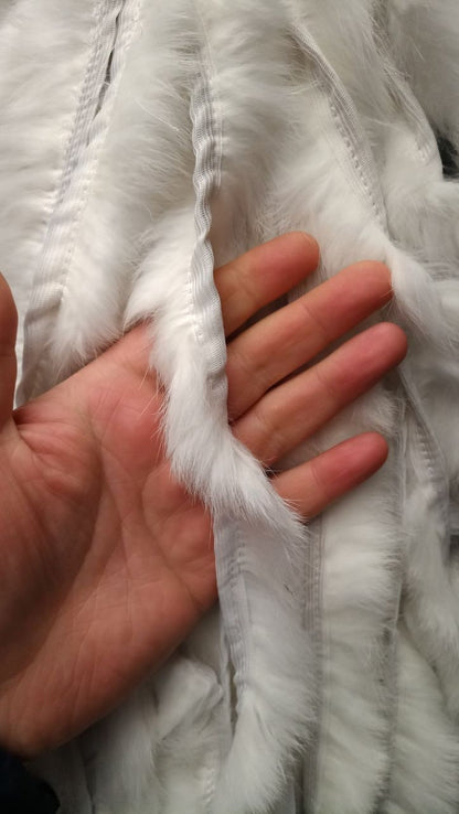 BY ORDER, Rabbit Fur Trimming, Supply for Sewing, Rabbit Fur Stripes, Rabbit Fur Trim, Furry Strips, Rabbit Fur, Fur Edging Trim for Garment