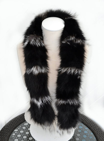 Black real fox fur scarf made from genuine fox pelt – view 3