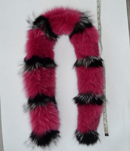 Pink Fox Fur Scarf – Genuine Fox Pelt – 112 cm