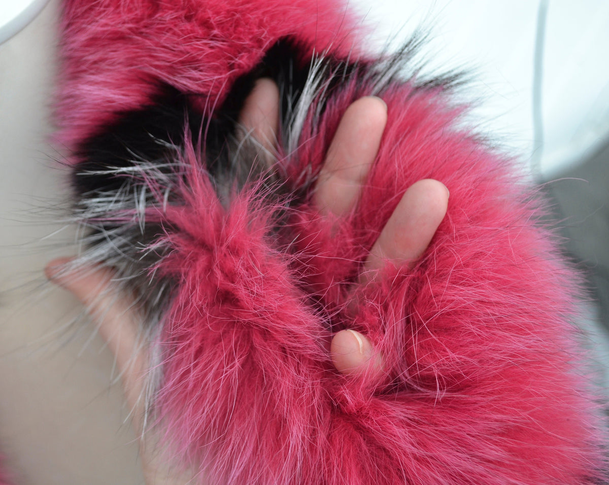 Pink Fox Fur Scarf – Genuine Fox Pelt – 112 cm