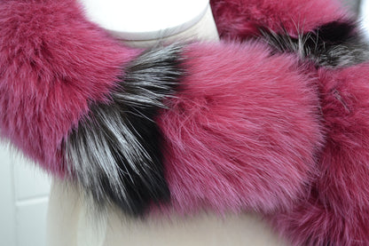 Pink Fox Fur Scarf – Genuine Fox Pelt – 112 cm