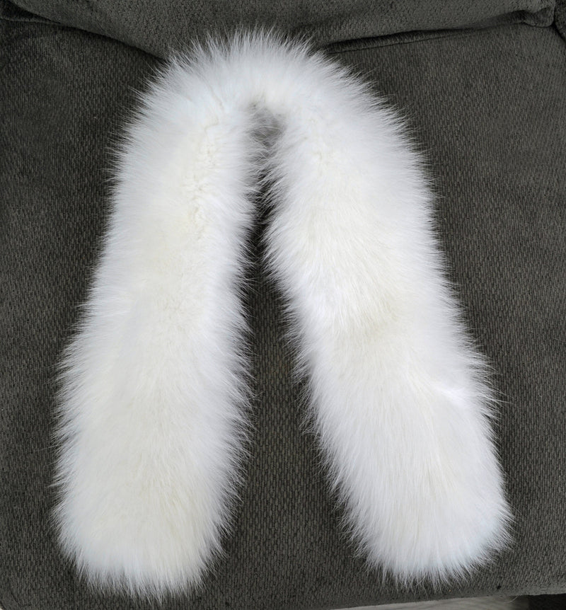BY ORDER, XL Real Fox Fur Trim Hood, Large Fur collar trim, White Fox Fur Collar, Fur Scarf, Fur Ruff, Fox Fur Hood, Fox Fur, Lined