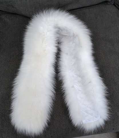 BY ORDER, XL Real Fox Fur Trim Hood, Large Fur collar trim, White Fox Fur Collar, Fur Scarf, Fur Ruff, Fox Fur Hood, Fox Fur, Lined