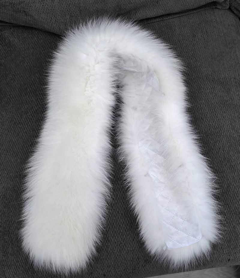 BY ORDER, XL Real Fox Fur Trim Hood, Large Fur collar trim, White Fox Fur Collar, Fur Scarf, Fur Ruff, Fox Fur Hood, Fox Fur, Lined
