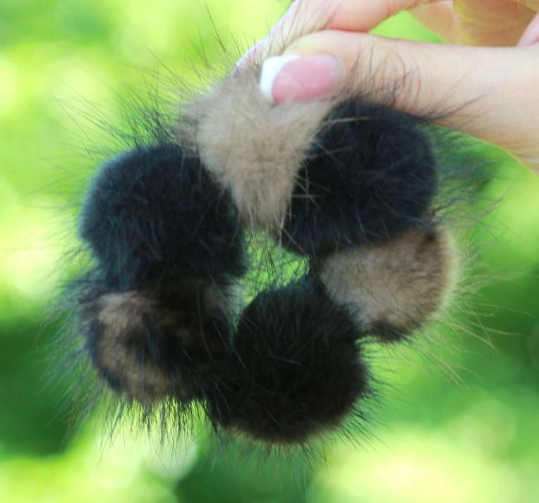 BY ORDER 3,5" Large Cute Real Mink Fur Scrunchies Hair Tie Band Ponytail Holder Ring Furry Accessory Elastic Women Lady Girl Mink Fur Poms