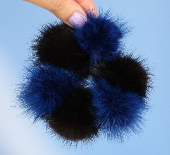 BY ORDER 3,5" Large Cute Real Mink Fur Scrunchies Hair Tie Band Ponytail Holder Ring Furry Accessory Elastic Women Lady Girl Mink Fur Poms