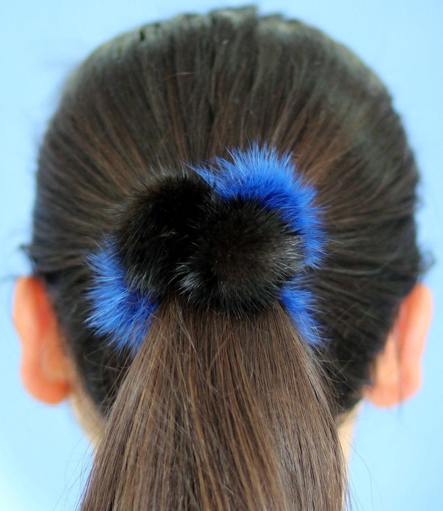 BY ORDER 3,5" Large Cute Real Mink Fur Scrunchies Hair Tie Band Ponytail Holder Ring Furry Accessory Elastic Women Lady Girl Mink Fur Poms