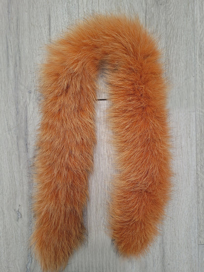 Orange (Ginger) real fox fur hood trim made from fox tail fur – Single – view 3
