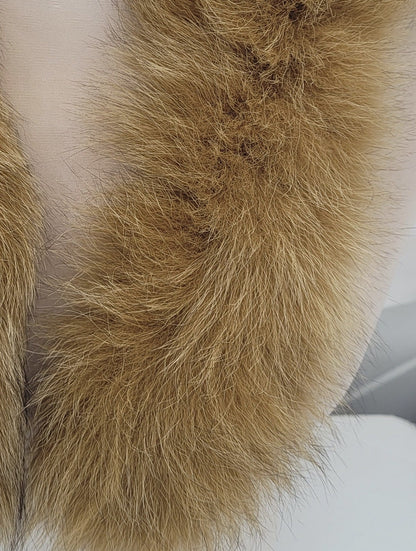 Light Brown (Camel) Fox Fur Collar single – genuine fox tail fur – image 5
