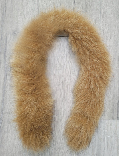Light Brown (Camel) Fox Fur Collar single – genuine fox tail fur – image 4