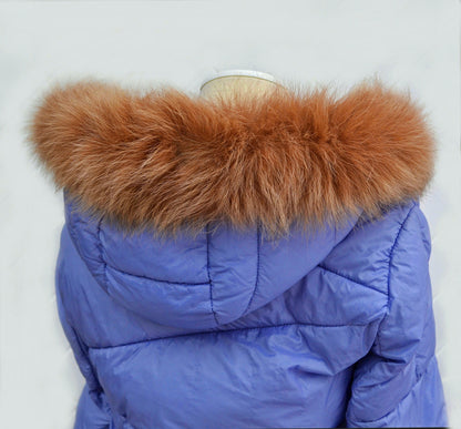 Orange (Ginger) real fox fur hood trim made from fox tail fur – Single – view 1