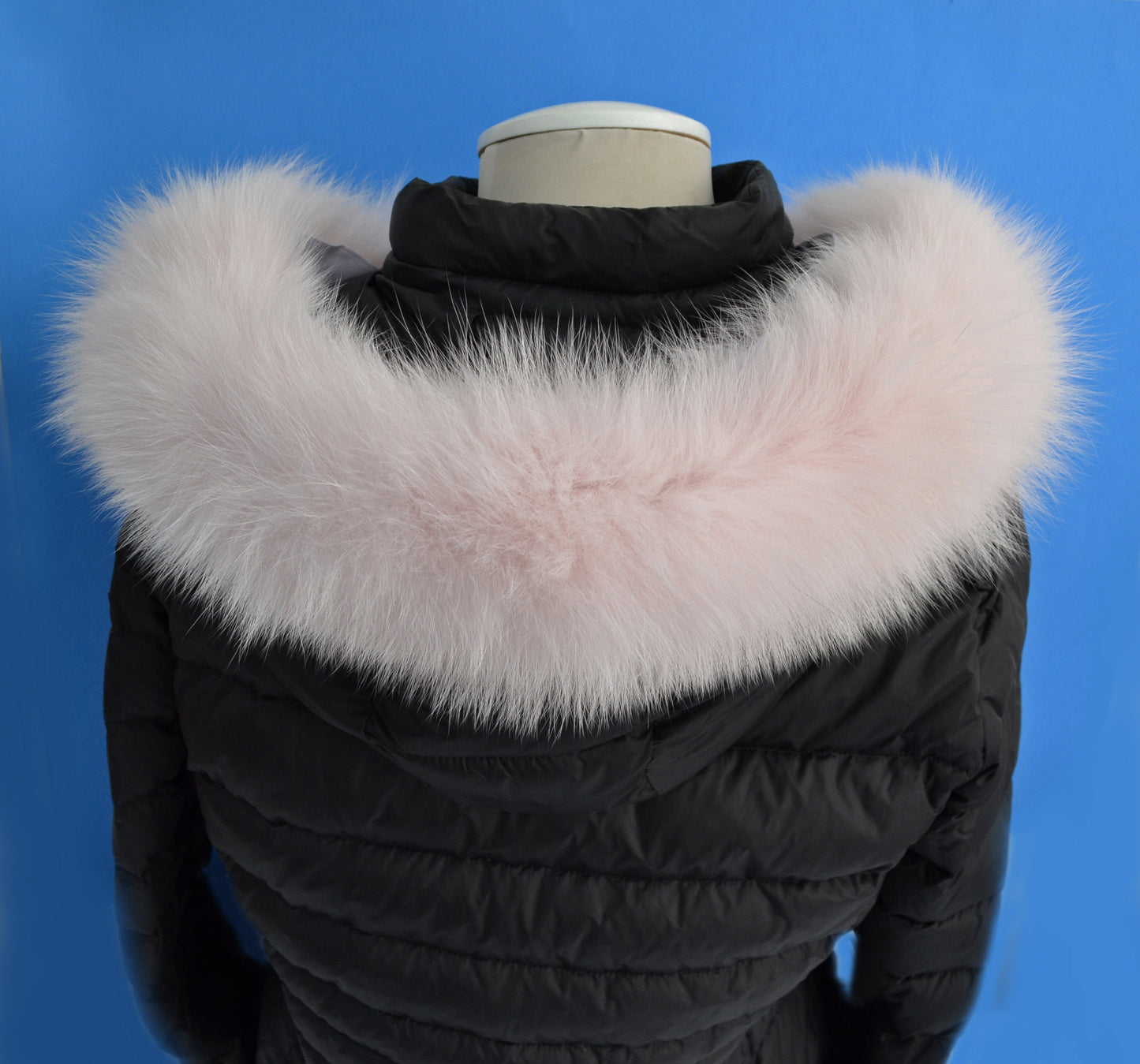 Large Light Pink Fox Fur Trim, Collar for Hood (PIECES), 80 cm