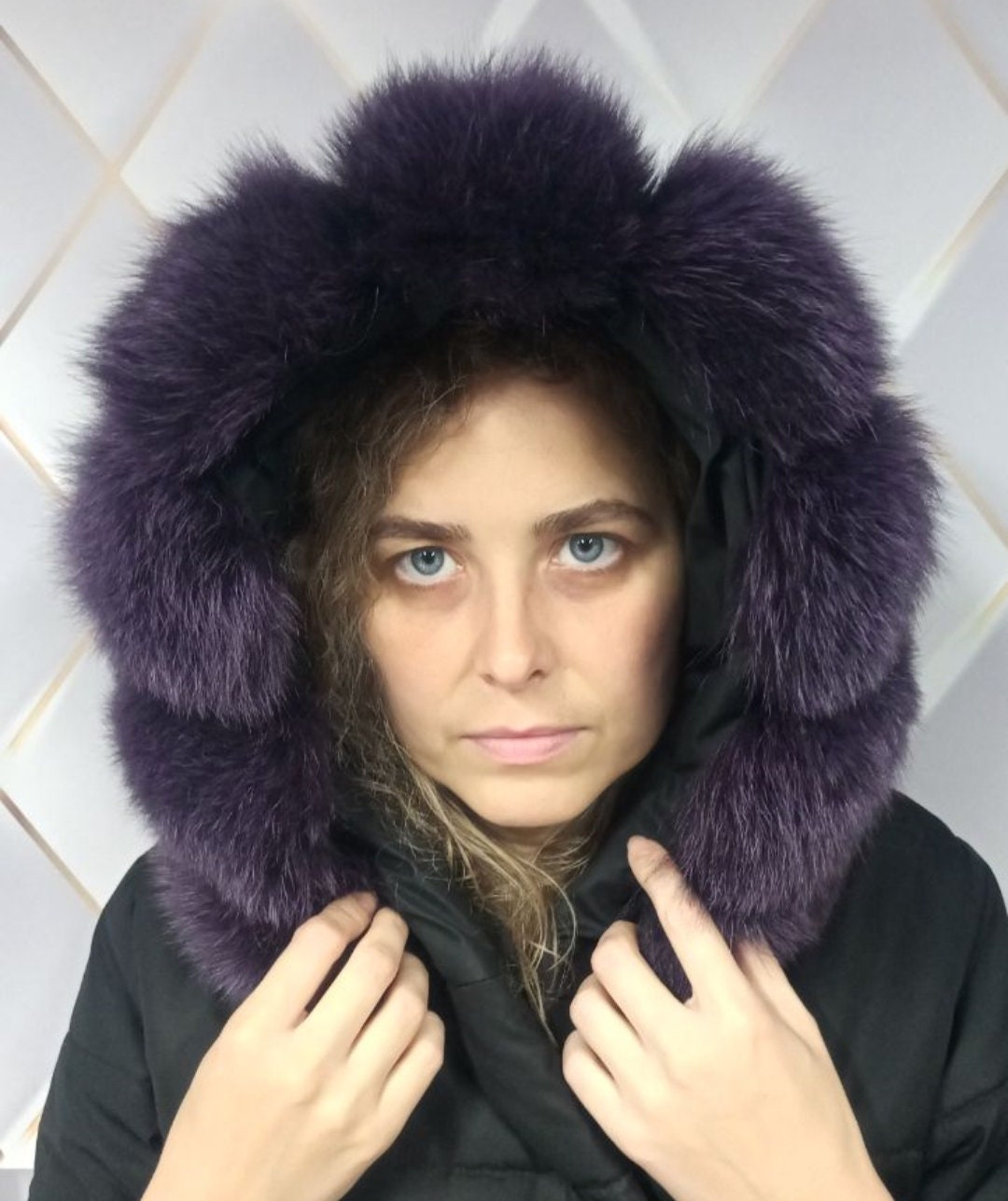 BY ORDER Extra Large Real Fox Fur (Tail) Collar Hood from pieces, Fur collar trim, Fox Fur Collar, Fur Scarf, Fur Ruff, Fox Fur Hood, stripe