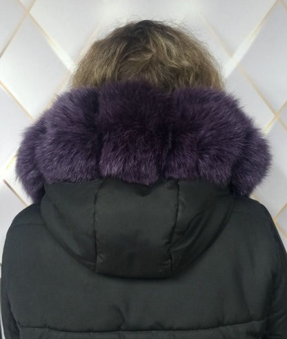 Raccoon Look Fur Trim for Hood cubes – genuine fox tail fur – image 4