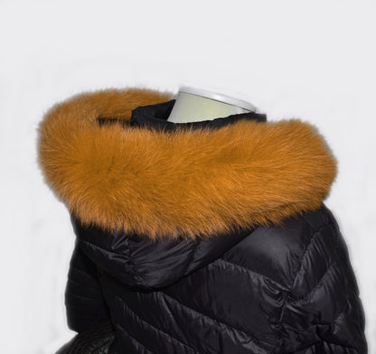 Orange Fox Tail Fur Trim single – genuine fox tail fur – image 1